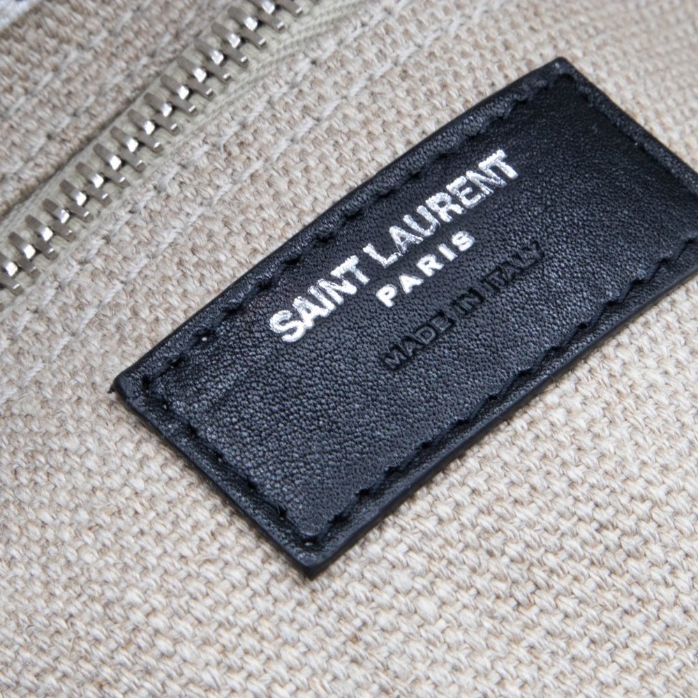 Saint Laurent Rive Gauche Linen & Leather Tote - Picture 3 of 6